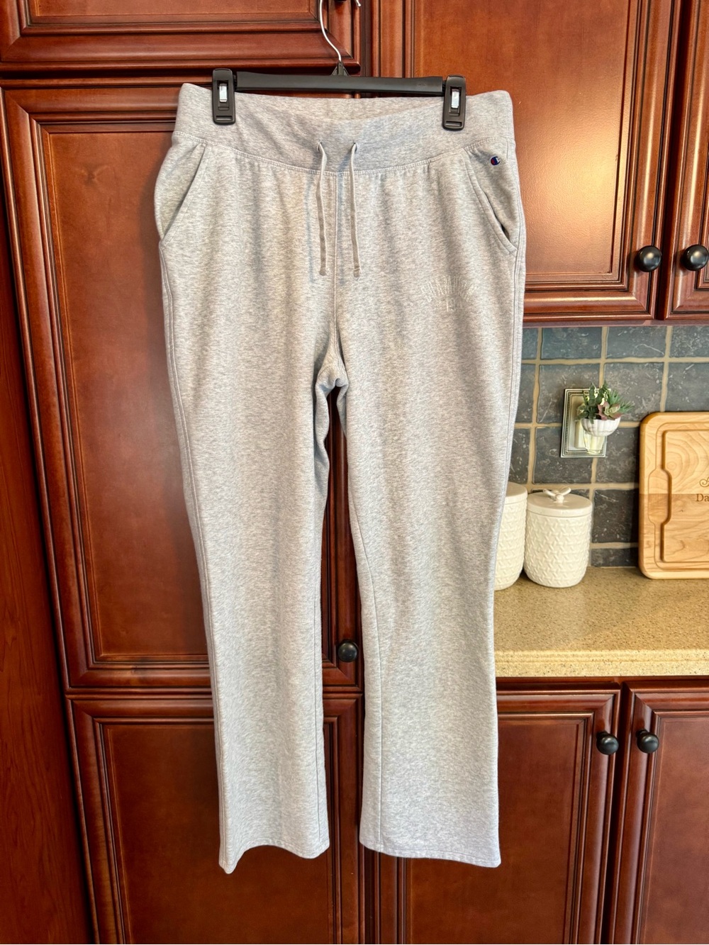 Champion Light Gray Fleece Sweatpants with Logo Tag